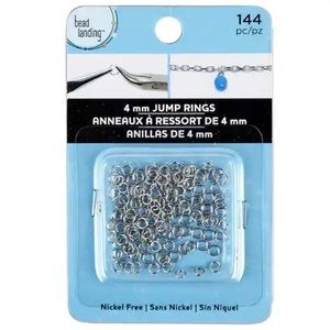 4 SETS: Bead Landing 4mm Jump Ring - Rhodium Silver Hoops Jewelry Making Supply